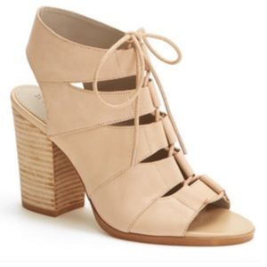 Hinge nude lace up heels